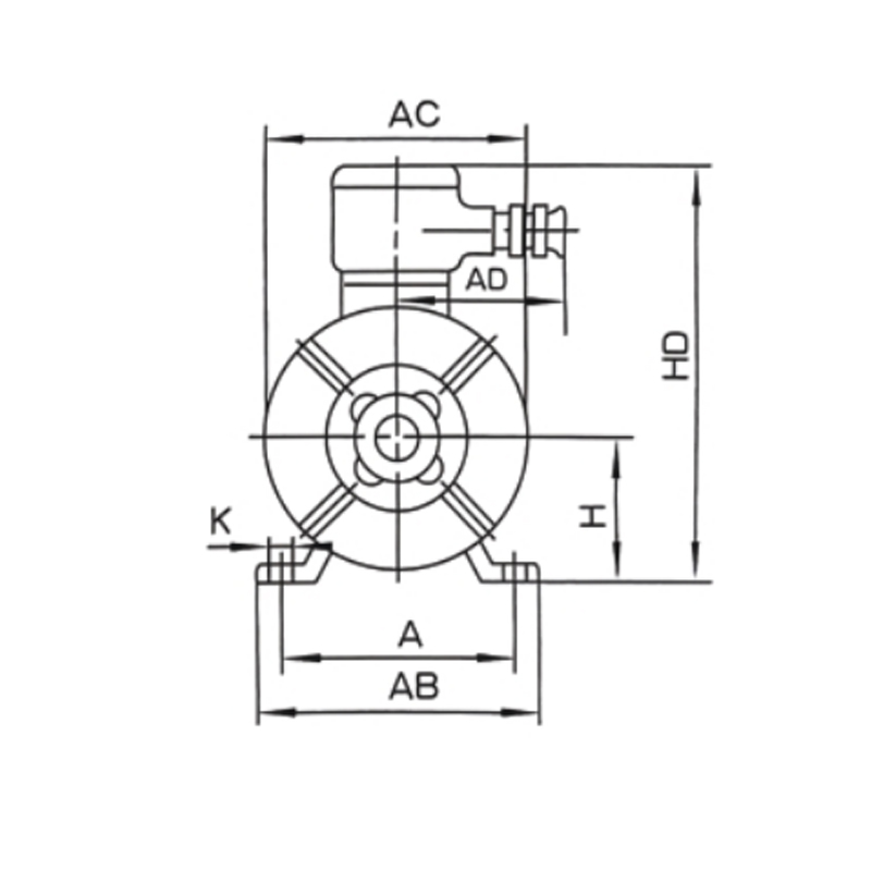 機(jī)座帶底腳、端蓋上無凸緣的電動機(jī)(B3)